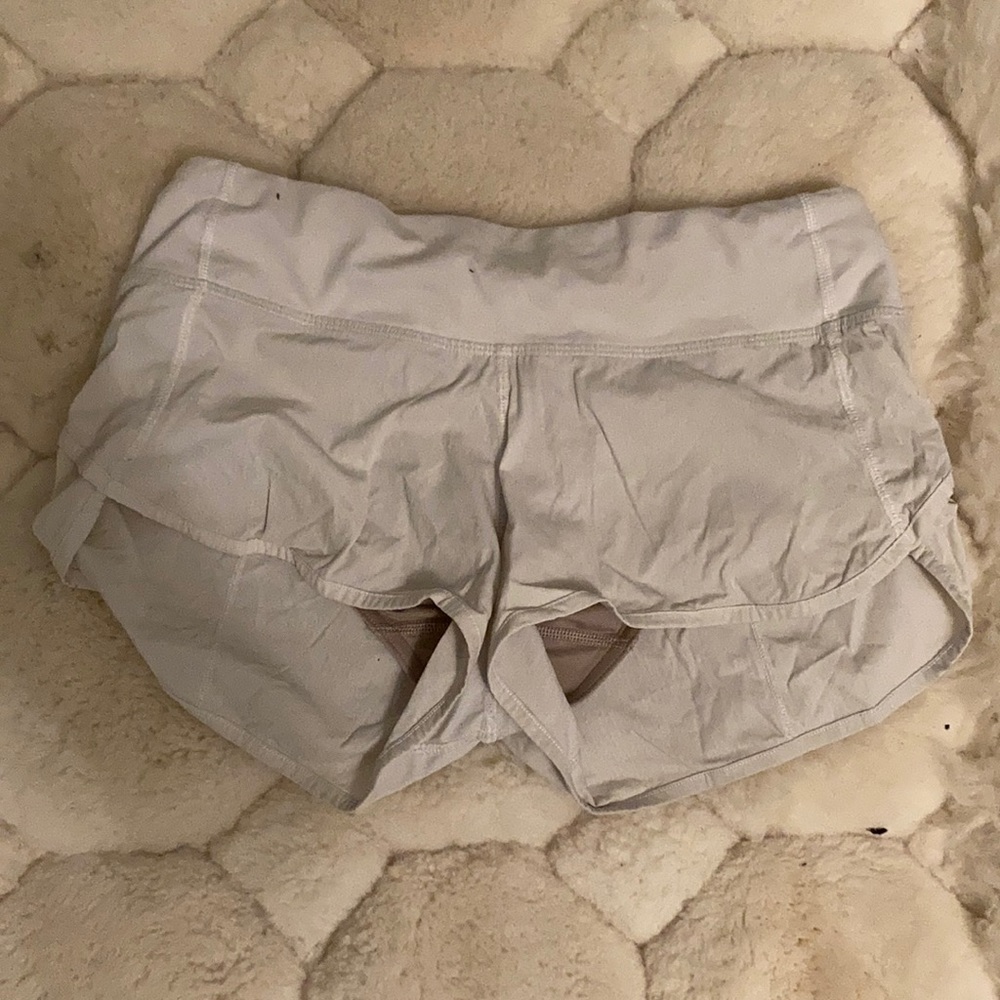 White lululemon speed up shorts